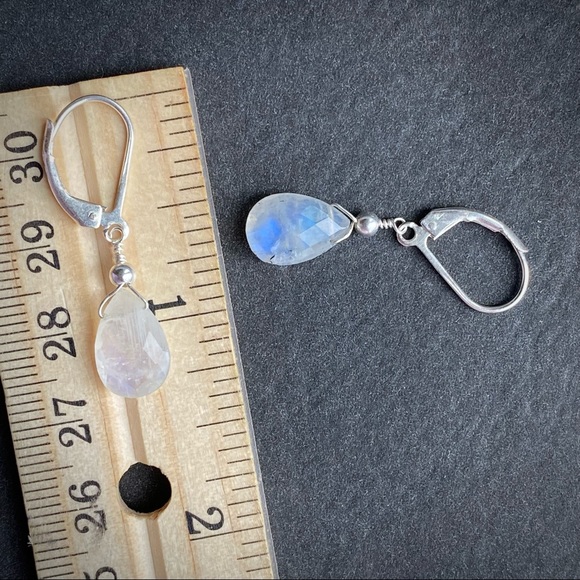 Moonstone Lever Back Earrings Dangle earrings Handmade jewelry for women - Picture 2 of 5